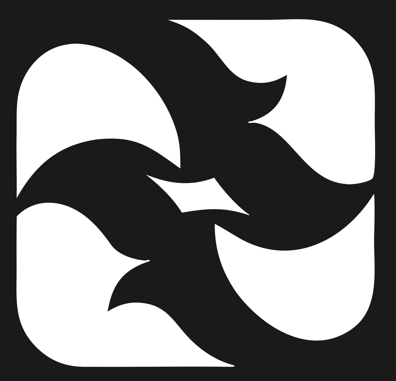 Swirling Birds Rotation Badge #1a1a1a/#ffffff