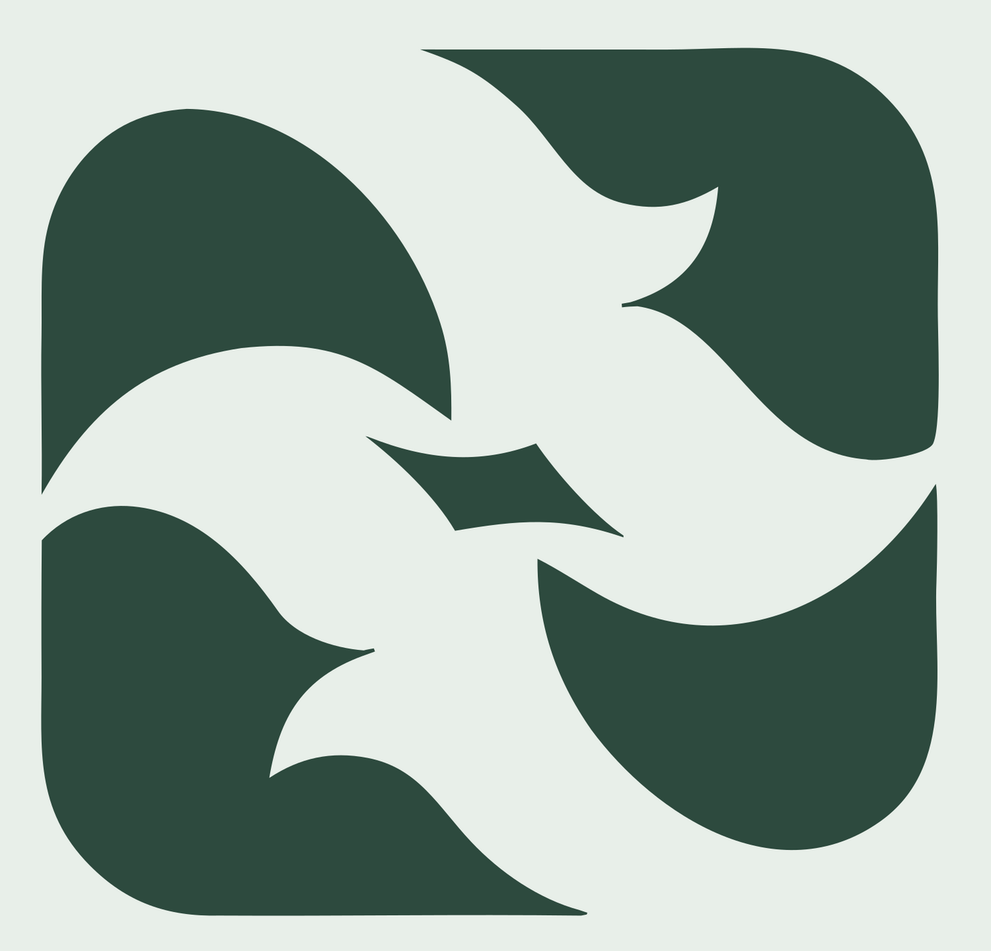 Swirling Birds Rotation Badge #e8efe9/#2d4a3e