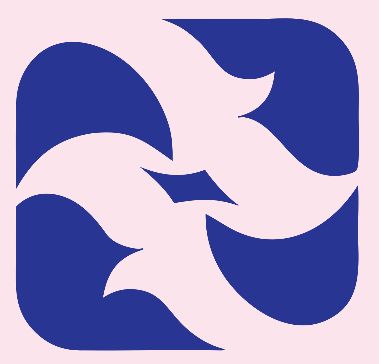 Swirling Birds Rotation Badge #fce4ec/#283593