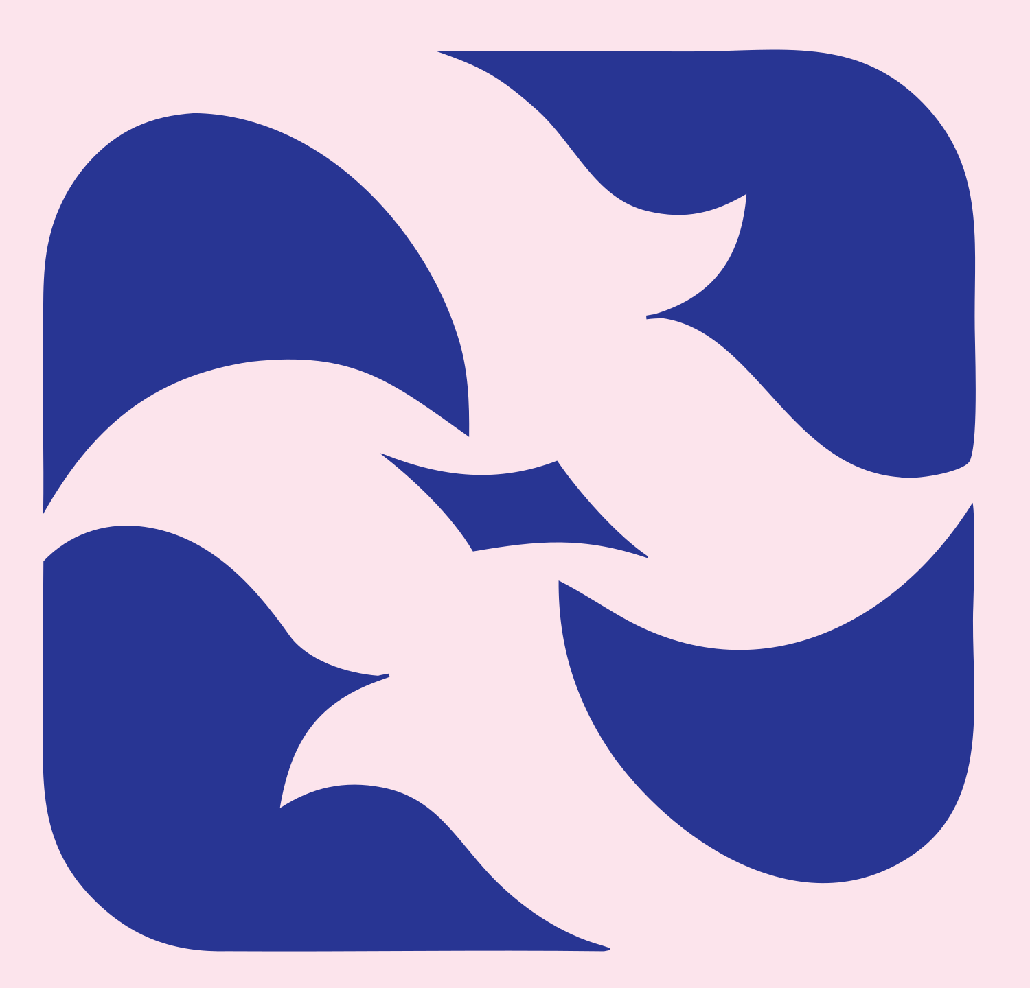 Swirling Birds Rotation Badge #fce4ec/#283593
