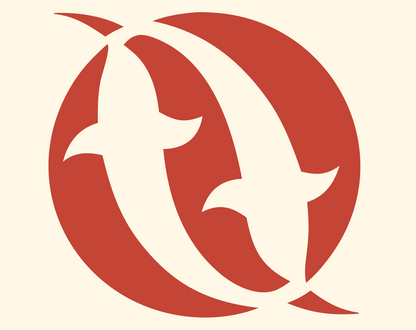 Negative Space Birds Circle Logo #fff8e7/#c44536