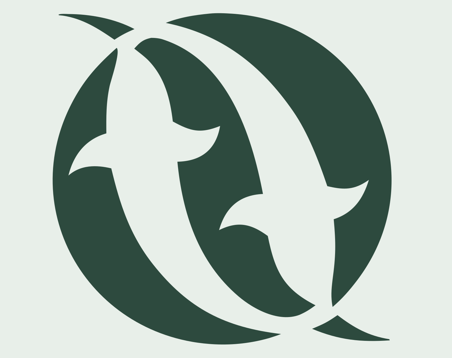 Negative Space Birds Circle Logo #e8efe9/#2d4a3e