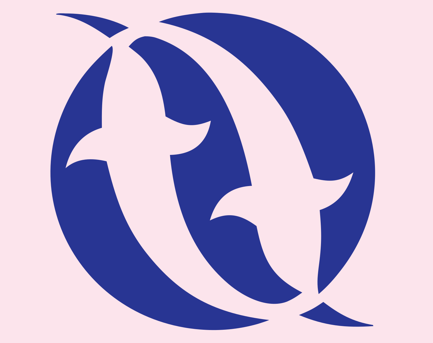 Negative Space Birds Circle Logo #fce4ec/#283593