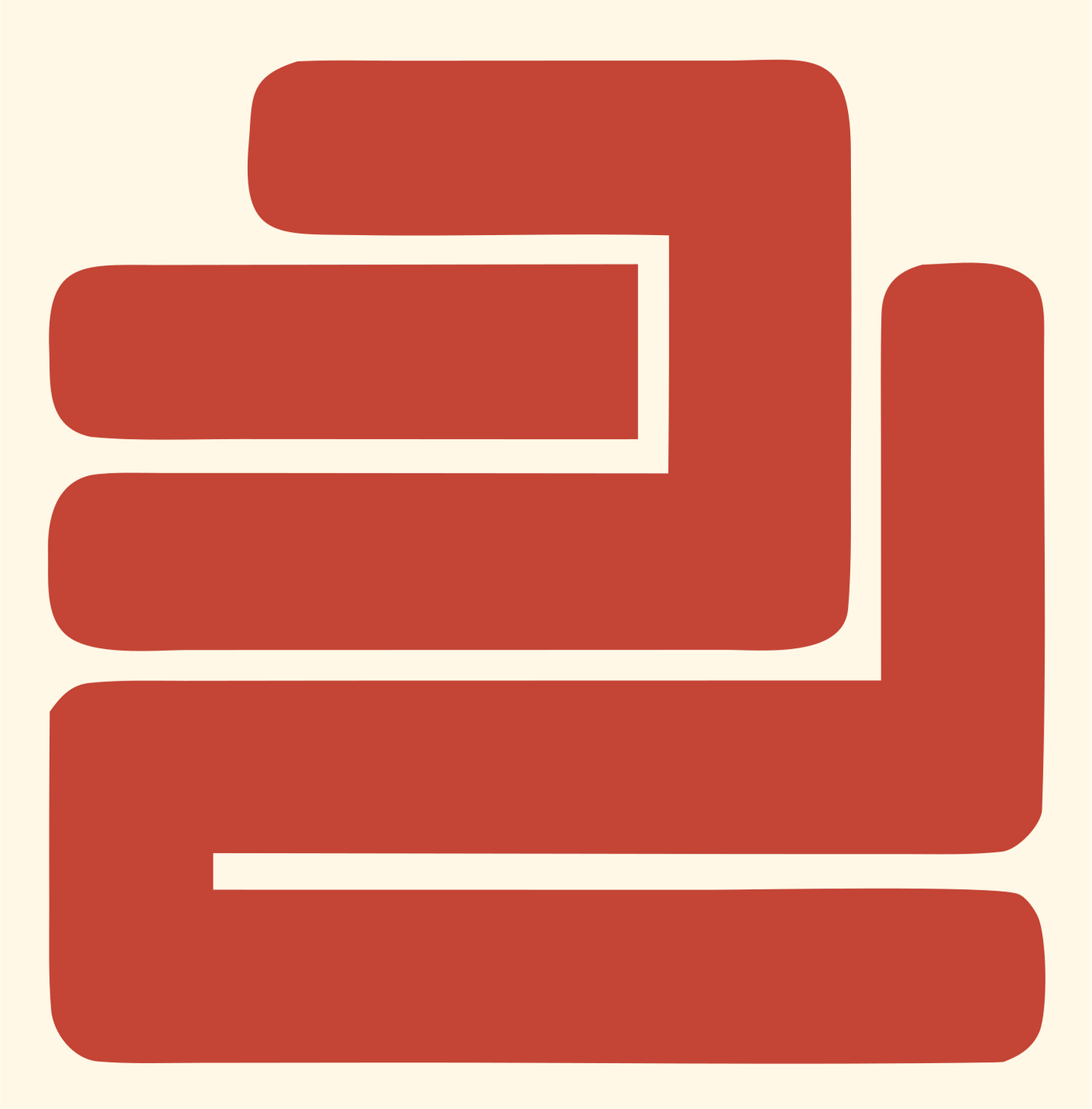 Blocky Stack Layers Badge #fff8e7/#c44536