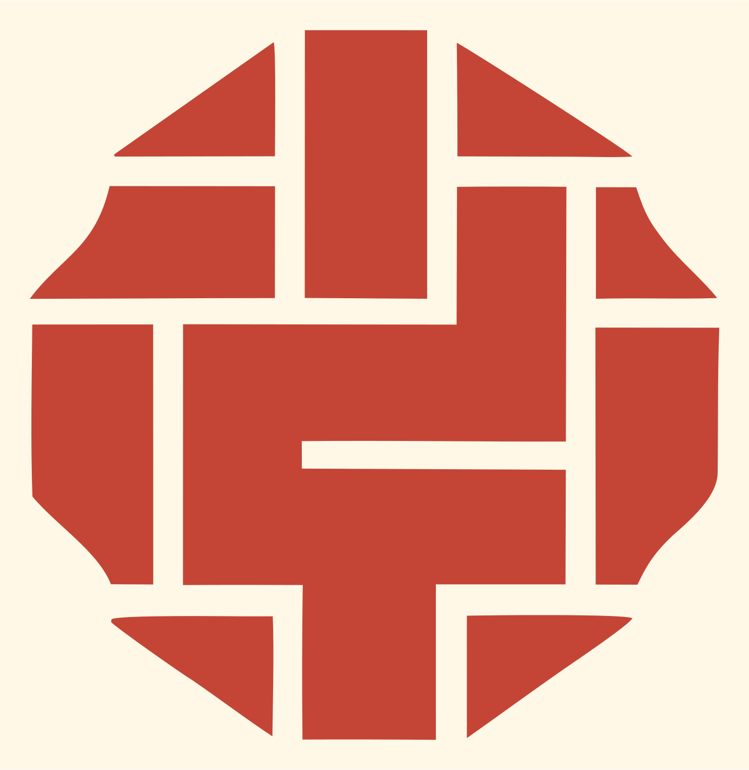 Woven Grid Pattern Emblem #fff8e7/#c44536