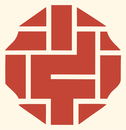 Woven Grid Pattern Emblem #fff8e7/#c44536