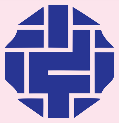 Woven Grid Pattern Emblem #fce4ec/#283593
