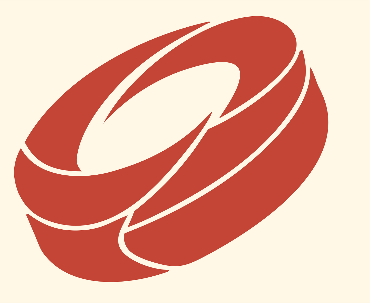Tilted Hockey Puck Mark #fff8e7/#c44536