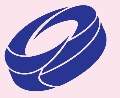 Tilted Hockey Puck Mark #fce4ec/#283593