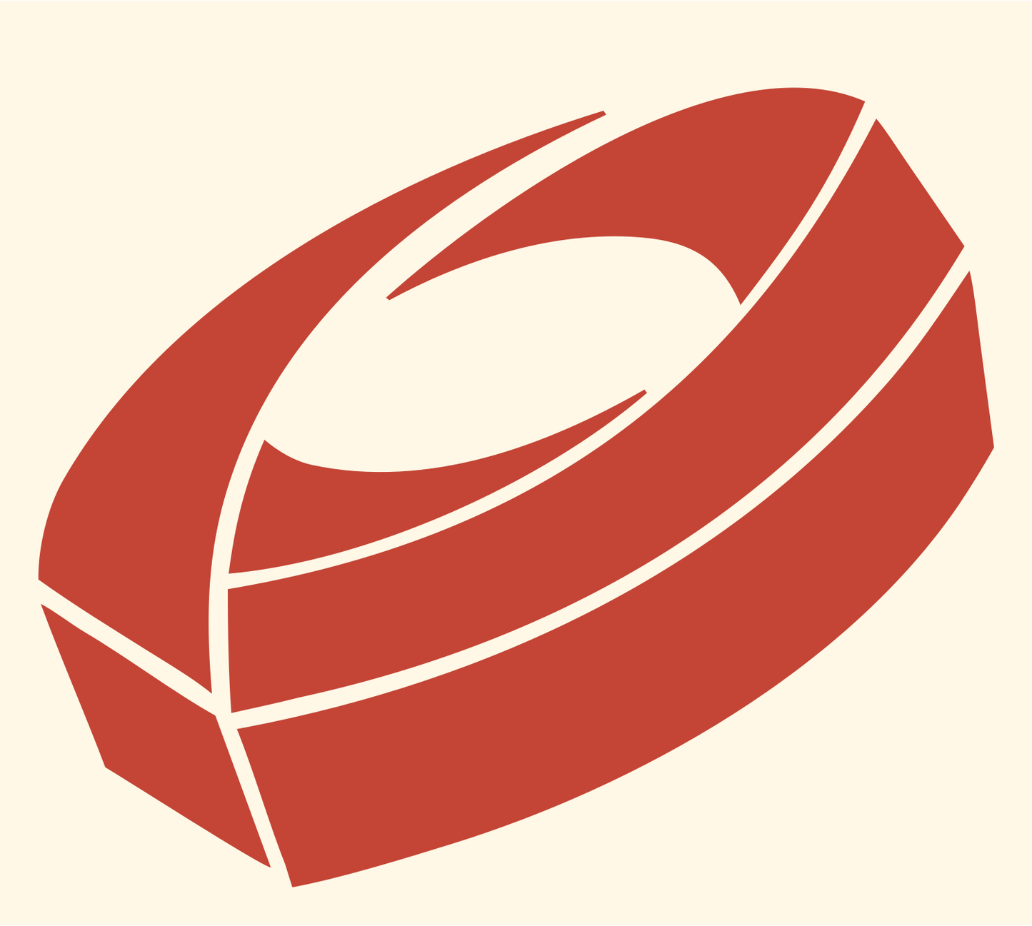 3D Hockey Puck Emblem #fff8e7/#c44536