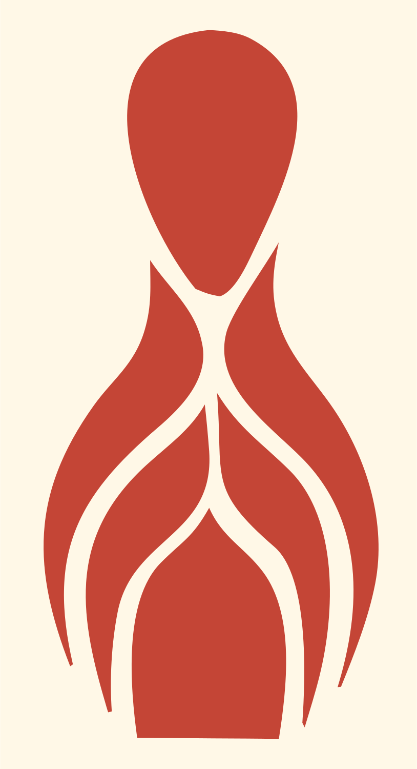 Curved Split Bowling Pin Logo #fff8e7/#c44536