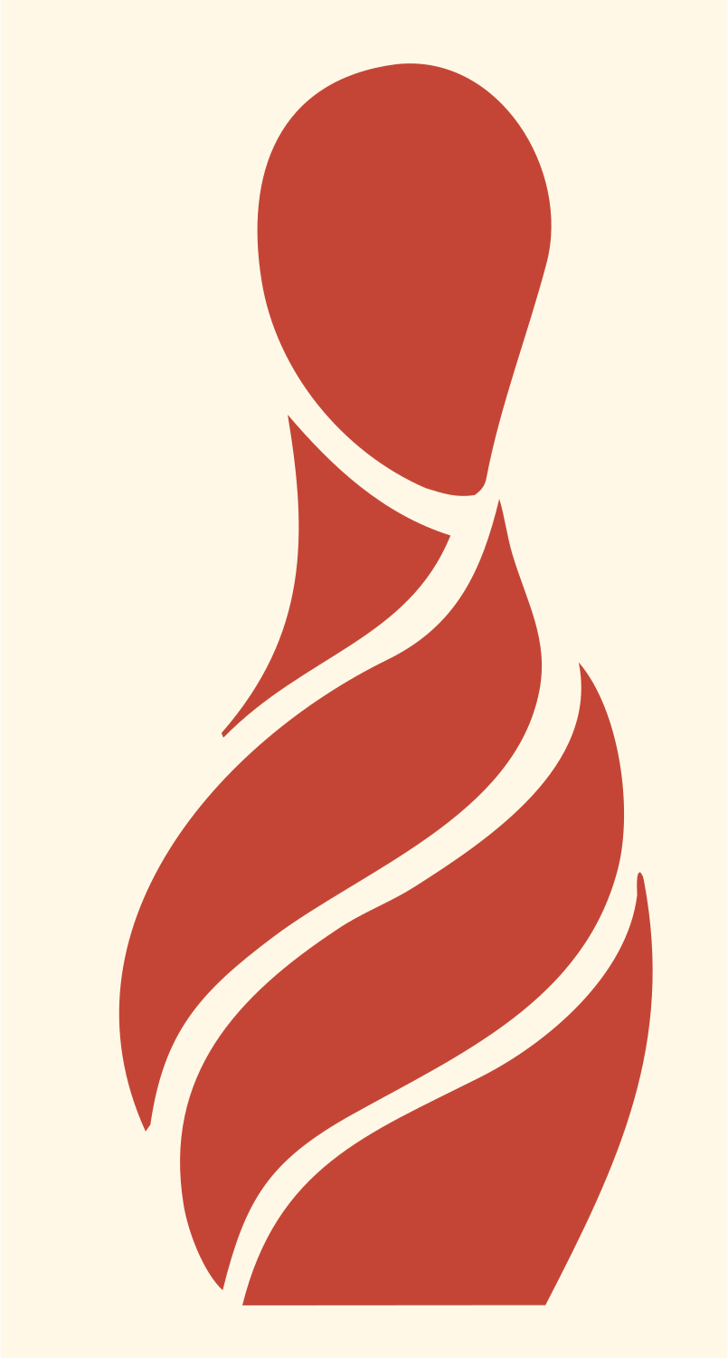 Swirl Stripe Bowling Pin Logo #fff8e7/#c44536