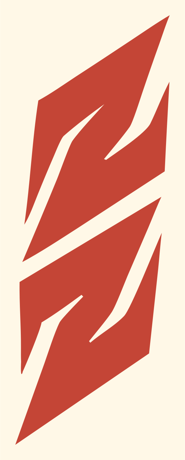 Double Lightning Strike Badge #fff8e7/#c44536