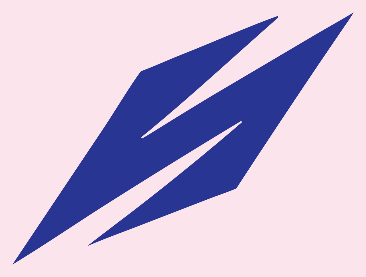 Slanted Lightning Bolt Crest #fce4ec/#283593