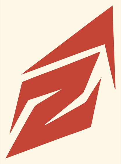 Angular Diamond Lightning Badge #fff8e7/#c44536