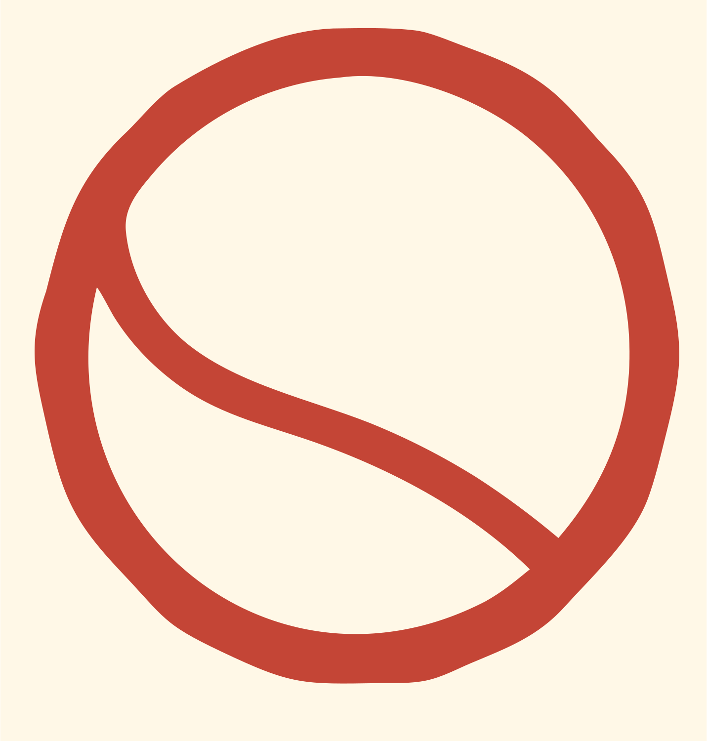 Negative Space Tennis Ball Mark #fff8e7/#c44536