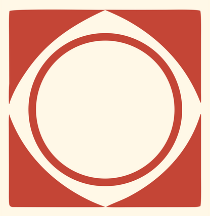 Geometric Circle Square Badge #fff8e7/#c44536