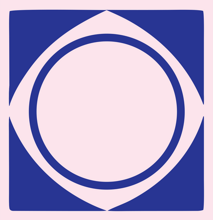 Geometric Circle Square Badge #fce4ec/#283593