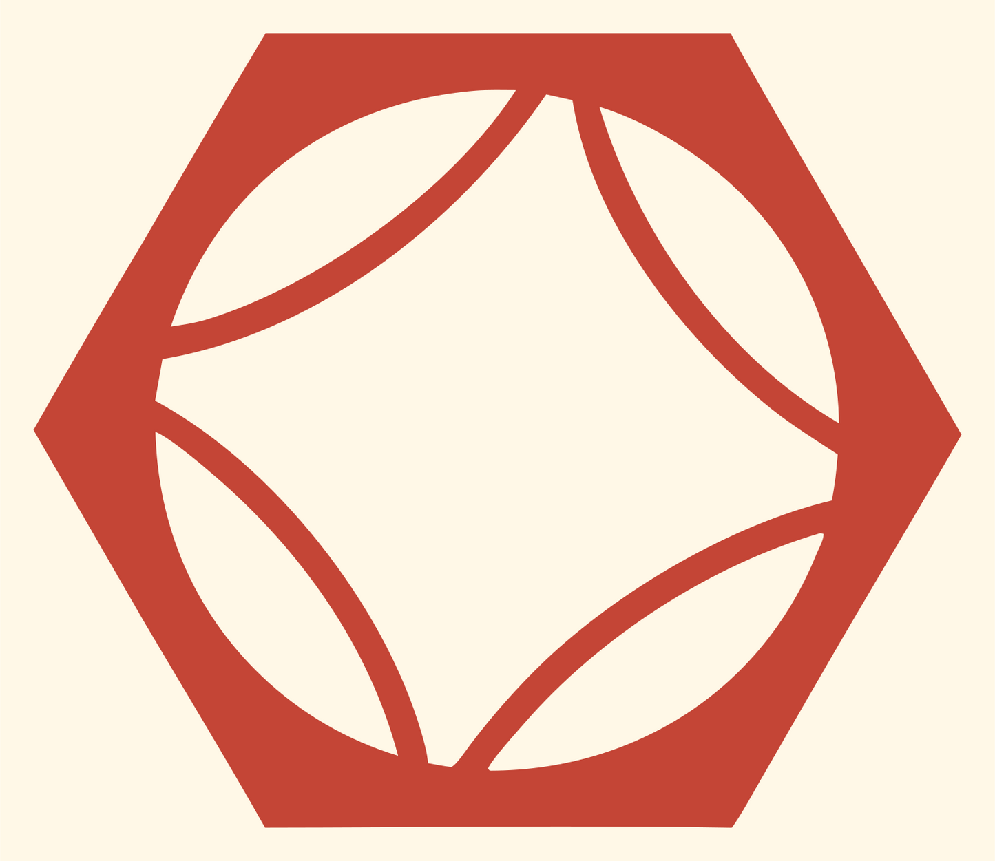 Hexagon Tennis Ball Icon #fff8e7/#c44536