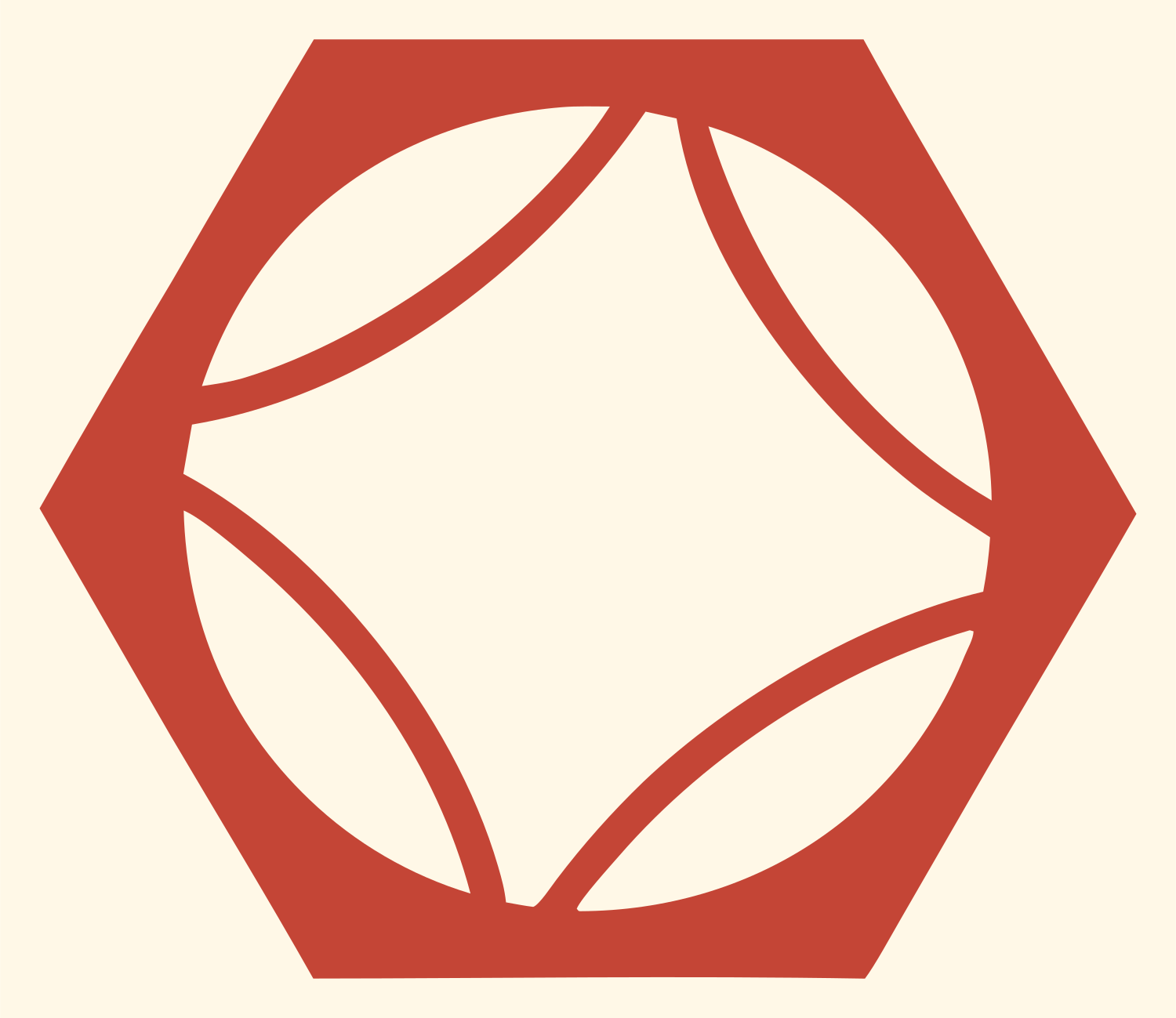 Hexagon Tennis Ball Icon #fff8e7/#c44536