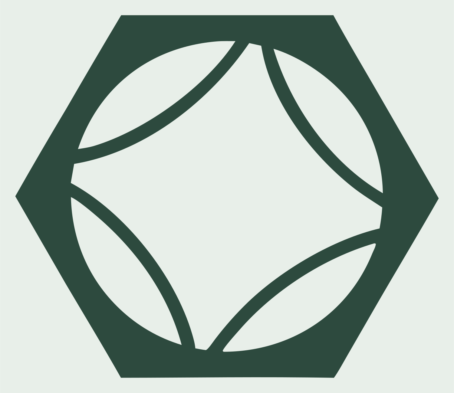 Hexagon Tennis Ball Icon #e8efe9/#2d4a3e