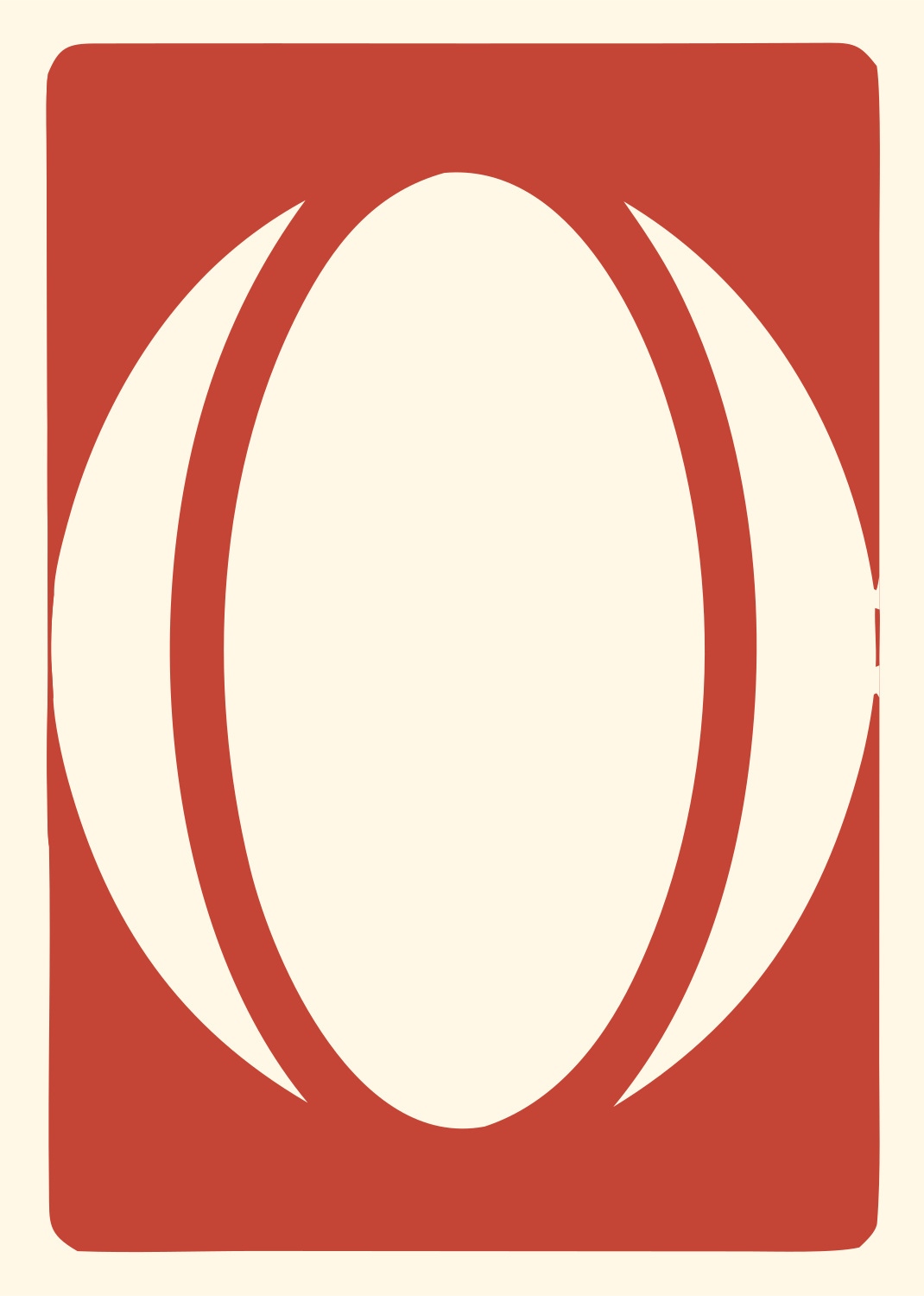 Negative Space Oval Ball Emblem #fff8e7/#c44536