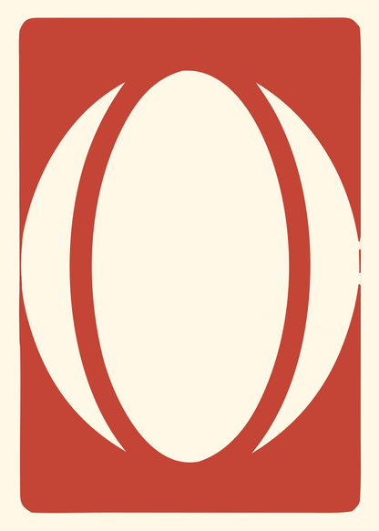 Negative Space Oval Ball Emblem #fff8e7/#c44536