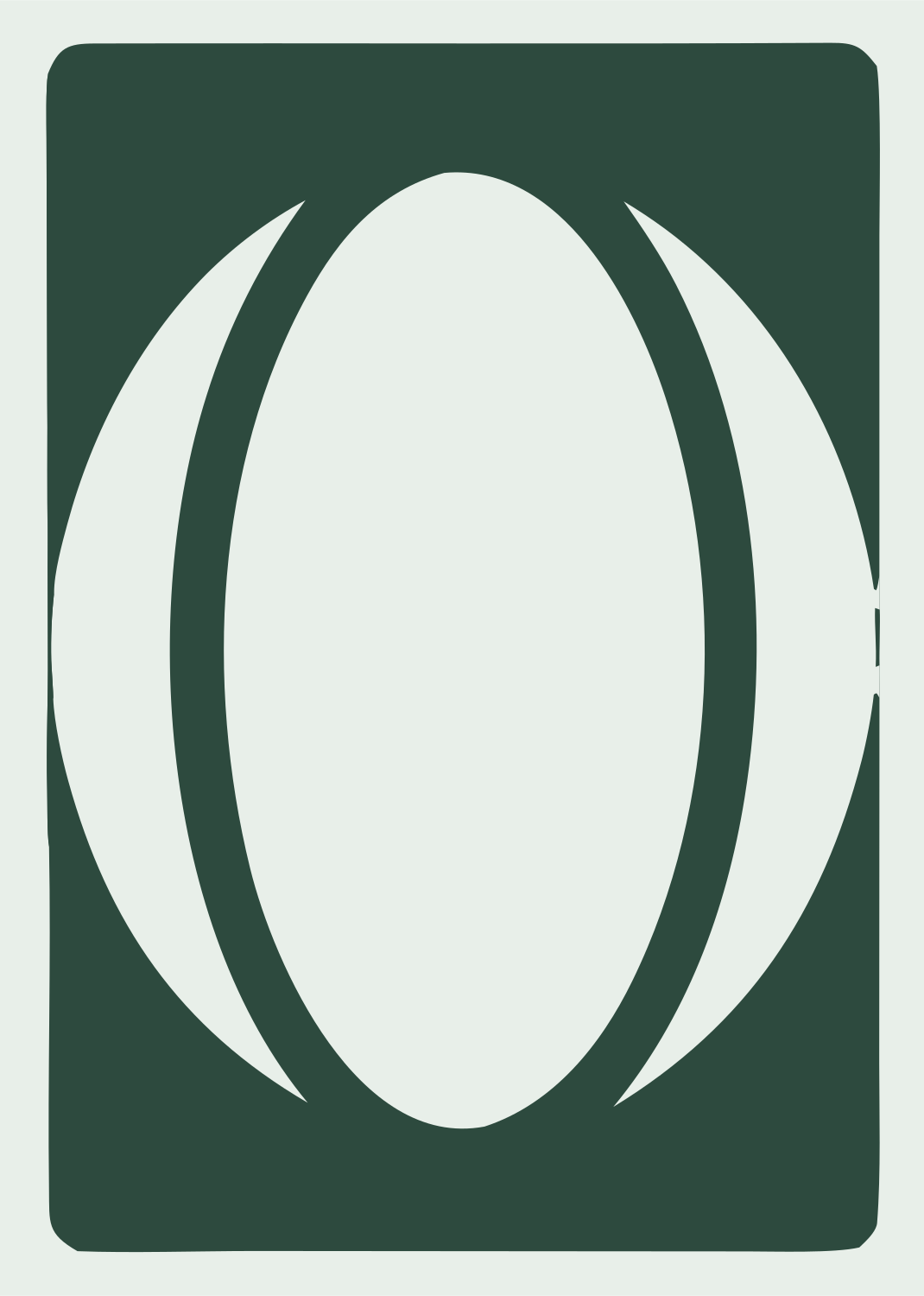 Negative Space Oval Ball Emblem #e8efe9/#2d4a3e