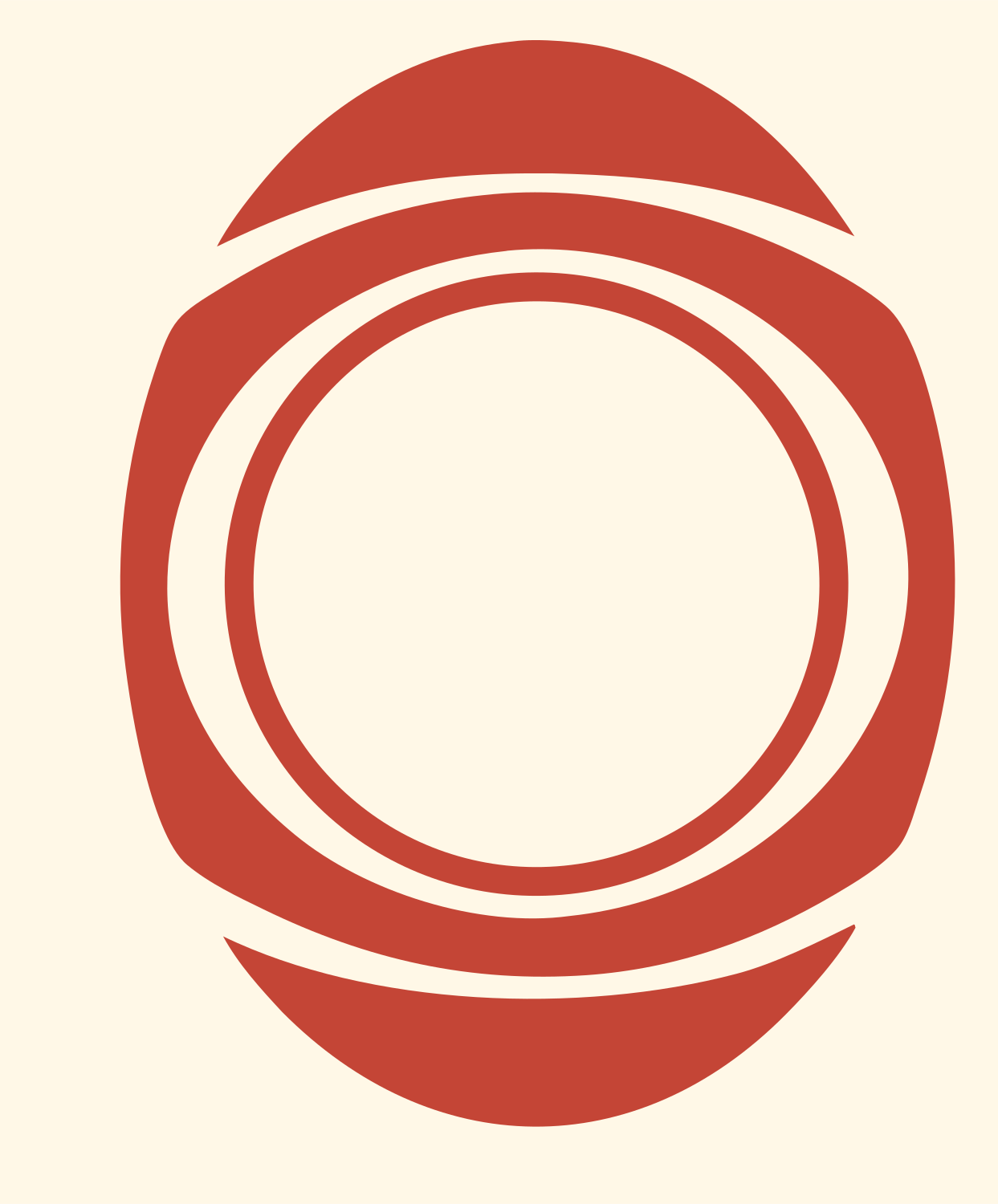 Negative Space Tennis Ball Crest #fff8e7/#c44536