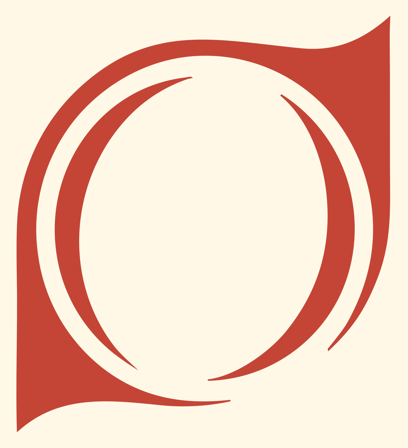 Curved Circle Tennis Ball Icon #fff8e7/#c44536