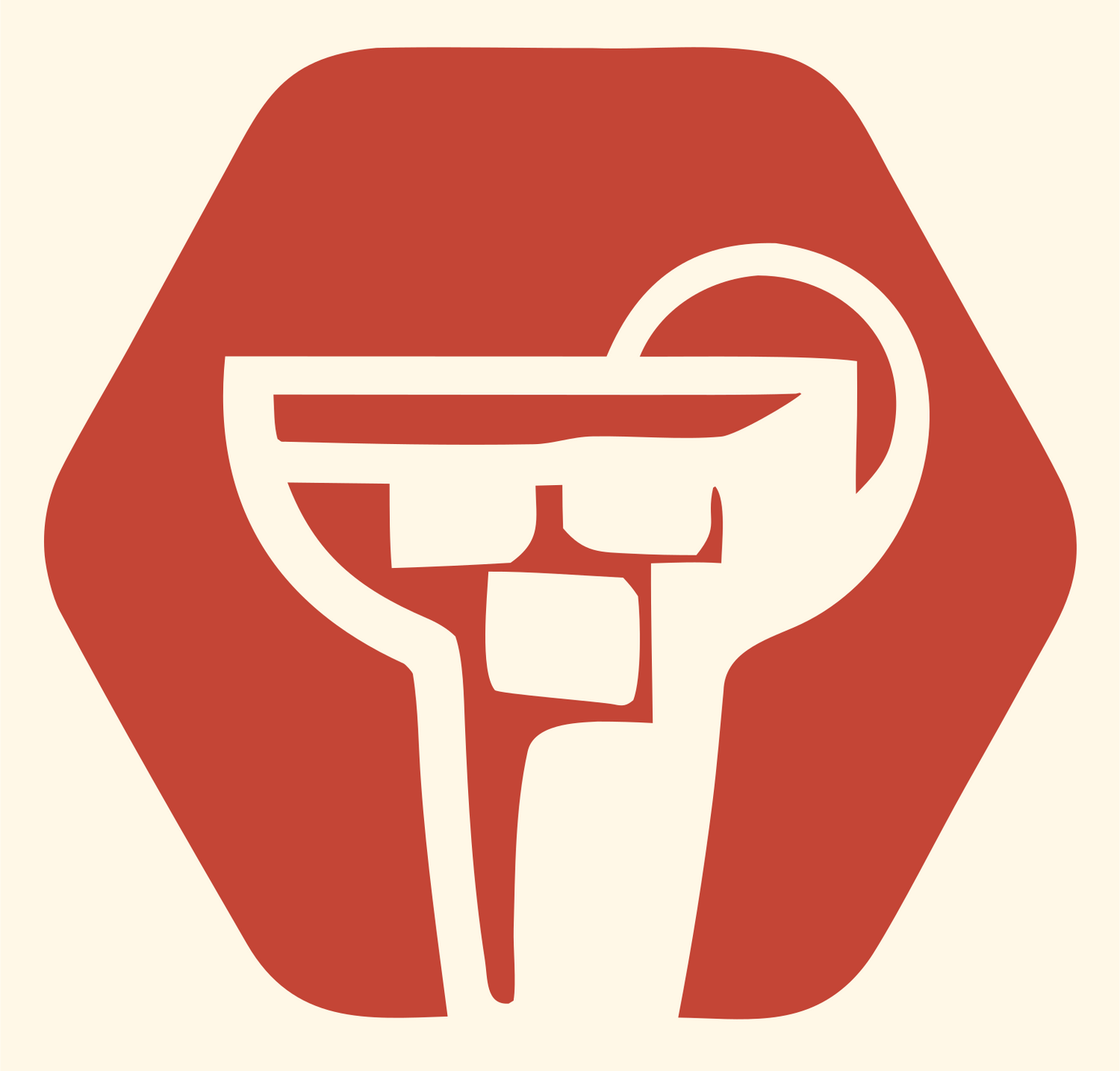 Hexagon Margarita Glass Icon #fff8e7/#c44536
