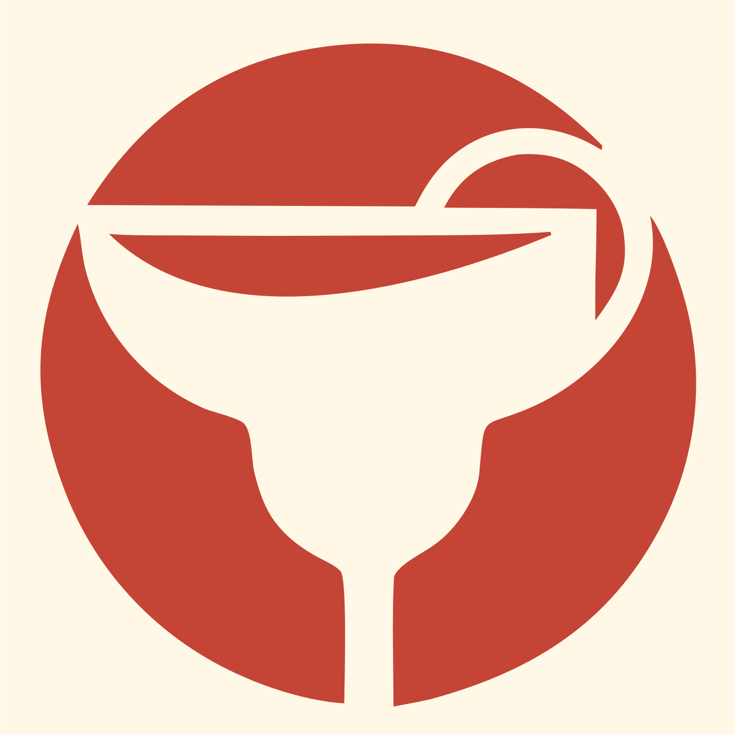 Negative Space Margarita Circle Logo #fff8e7/#c44536