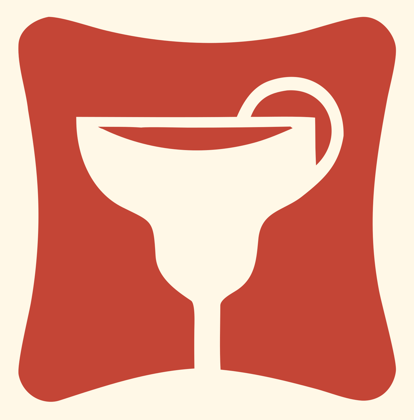 Margarita Glass Rounded Badge #fff8e7/#c44536