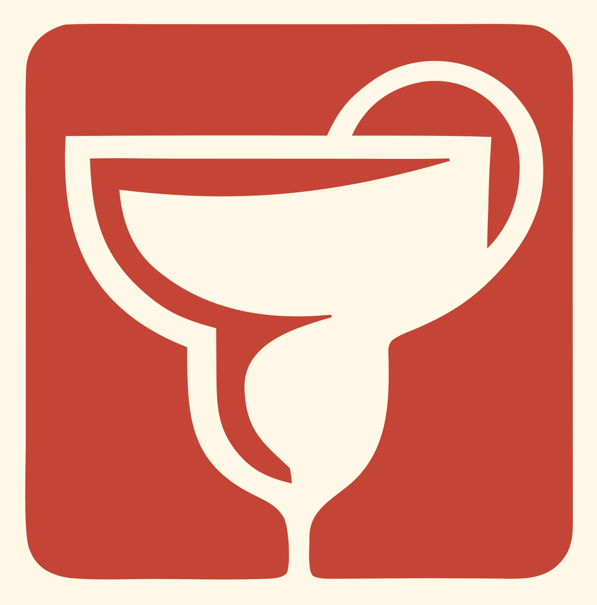 Negative Space Margarita Square Icon #fff8e7/#c44536