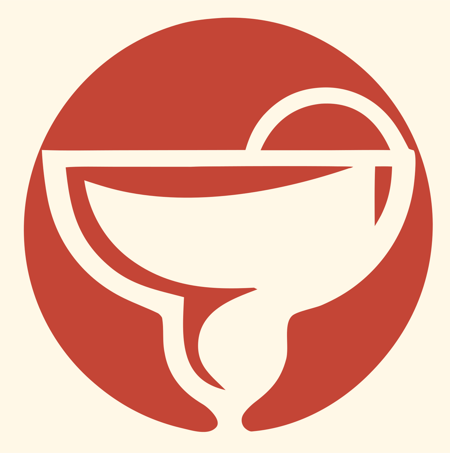 Circular Margarita Glass Emblem #fff8e7/#c44536