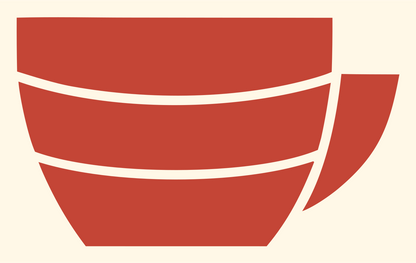 Coffee Cup Latte Art Badge #fff8e7/#c44536