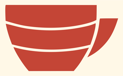 Chunky Teacup Silhouette Badge #fff8e7/#c44536