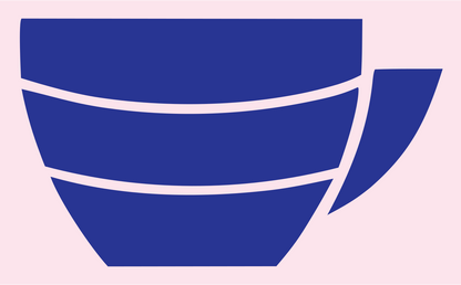 Chunky Teacup Silhouette Badge #fce4ec/#283593