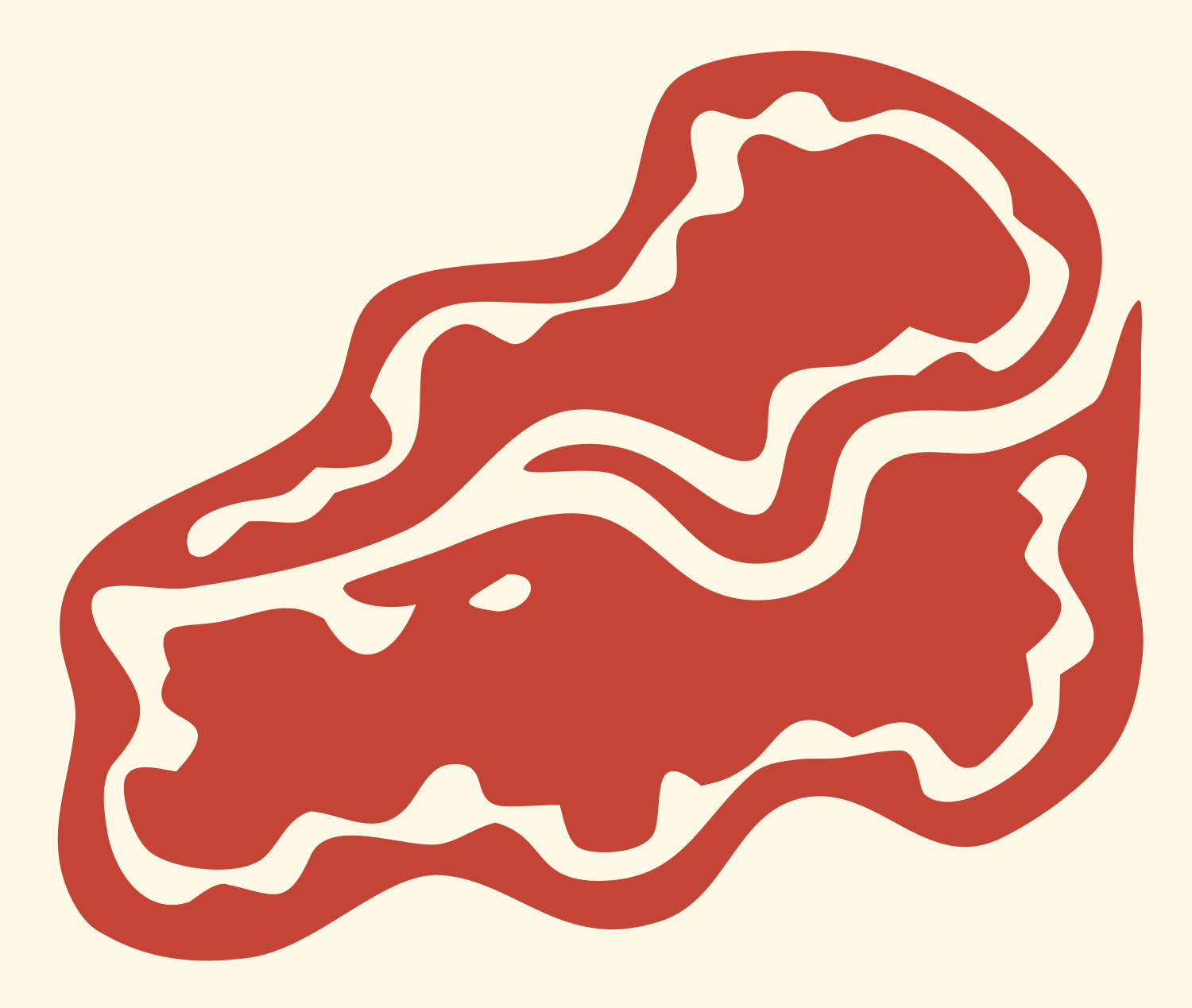 Hand-Drawn Cheese Wedge Mark #fff8e7/#c44536
