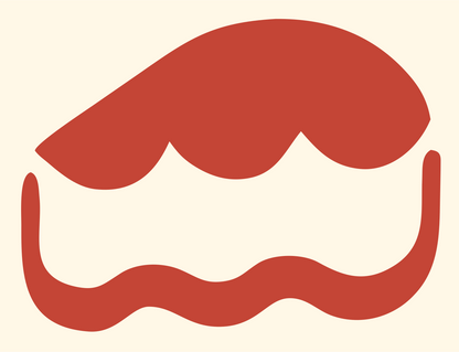 Cheese Wedge Wavy Emblem #fff8e7/#c44536