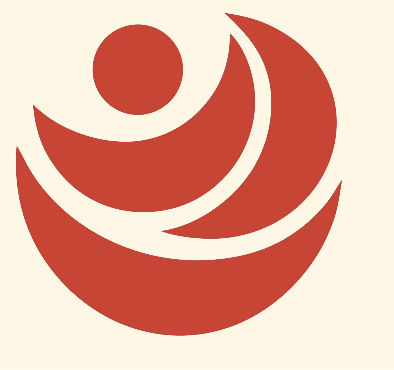 Geometric Circle Crescent Badge #fff8e7/#c44536