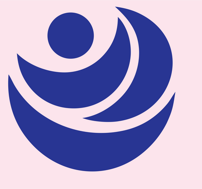 Geometric Circle Crescent Badge #fce4ec/#283593