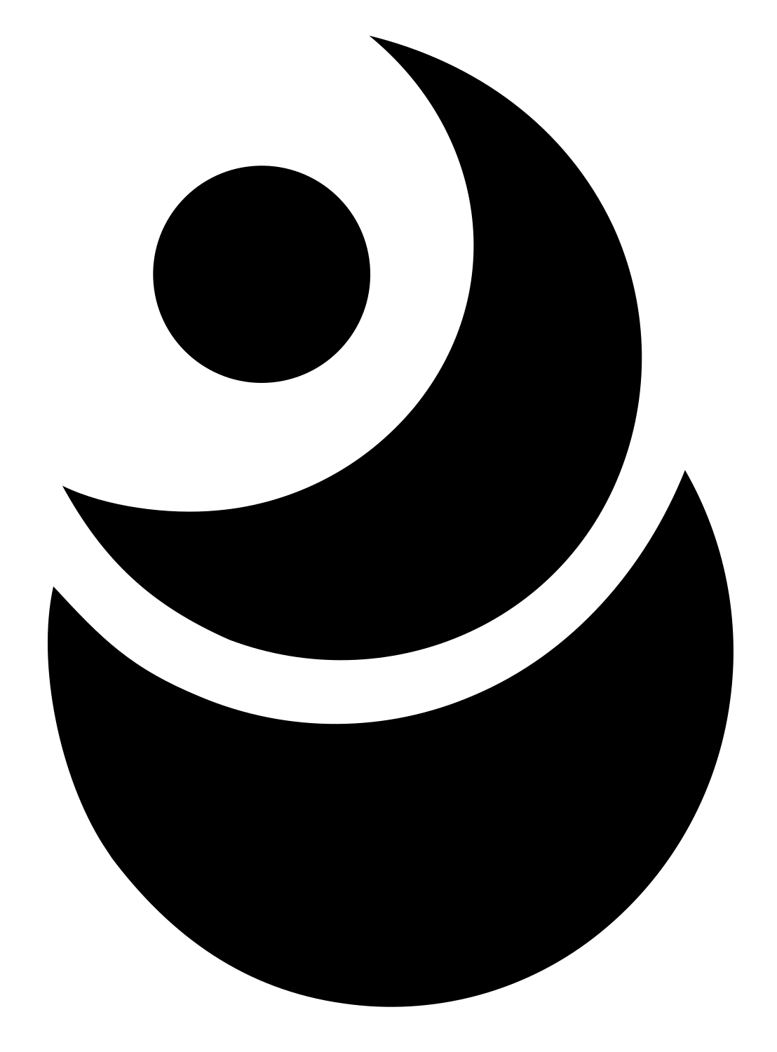 Stacked Crescent Moon Logo #ffffff/#000000