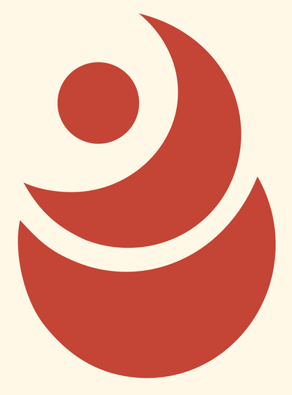 Stacked Crescent Moon Logo #fff8e7/#c44536