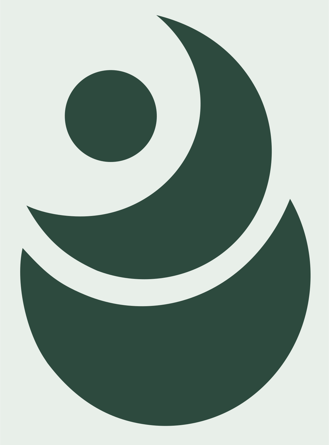 Stacked Crescent Moon Logo #e8efe9/#2d4a3e