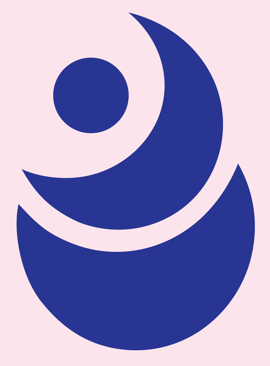 Stacked Crescent Moon Logo #fce4ec/#283593