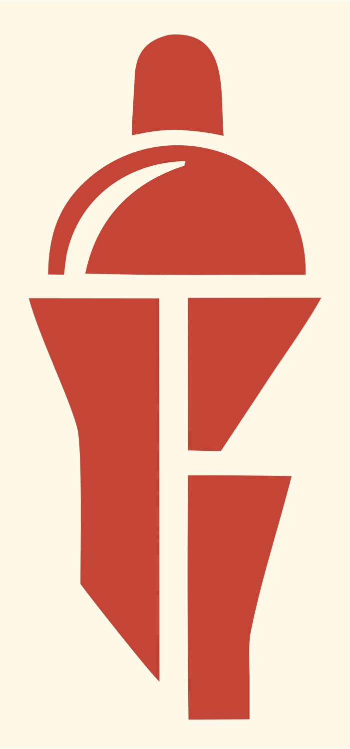 Geometric Cocktail Shaker Badge #fff8e7/#c44536