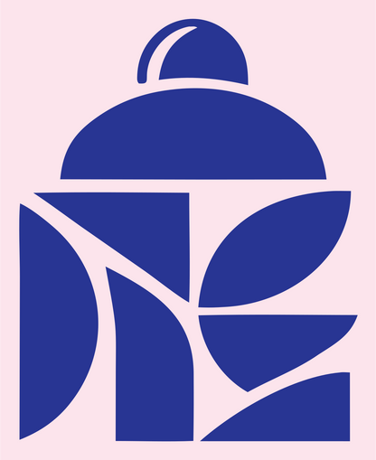 Negative Space Cocktail Shaker Mark #fce4ec/#283593