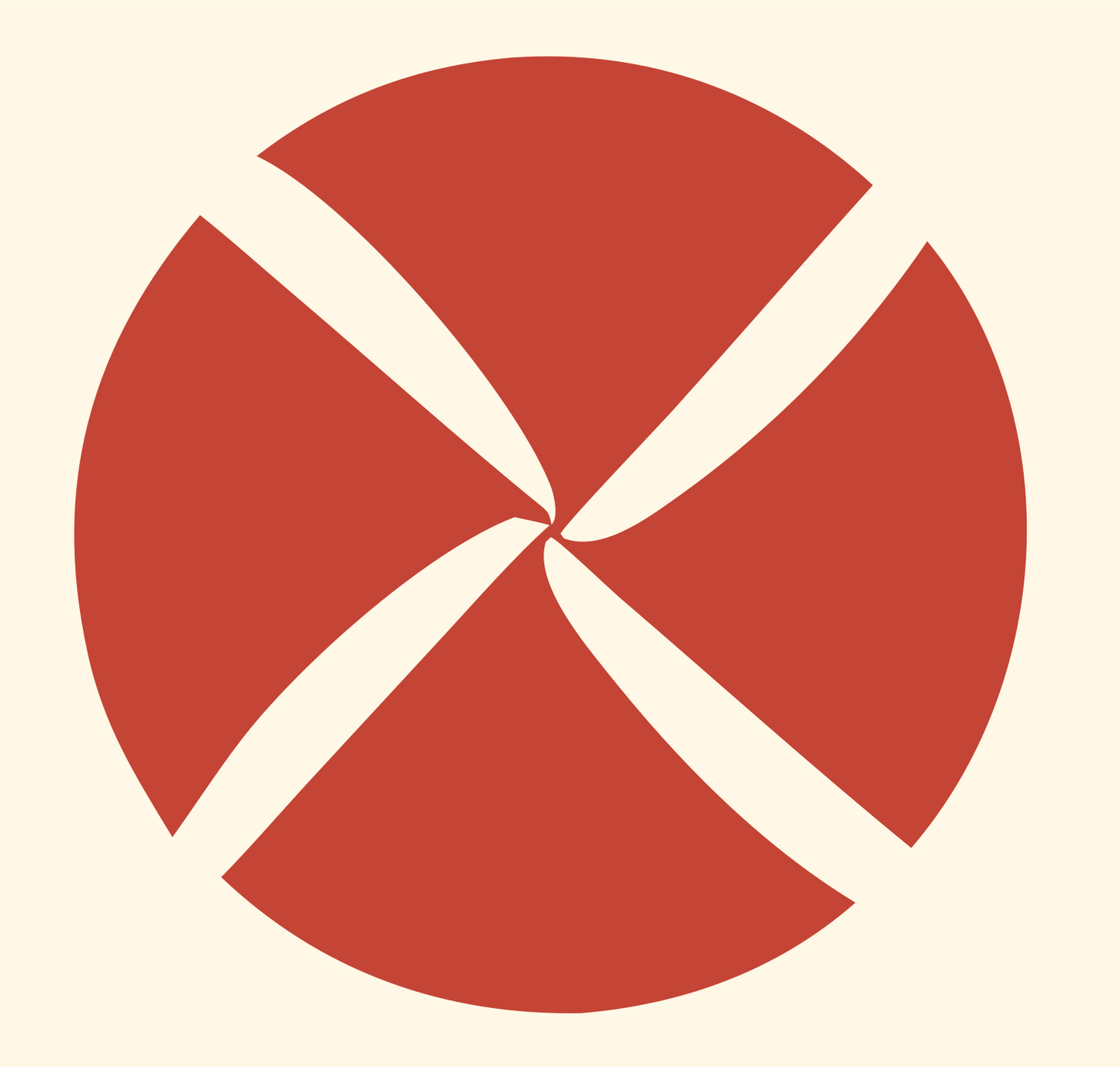 Spinning Pinwheel Sushi Crest #fff8e7/#c44536