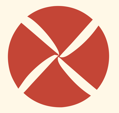 Spinning Pinwheel Sushi Crest #fff8e7/#c44536